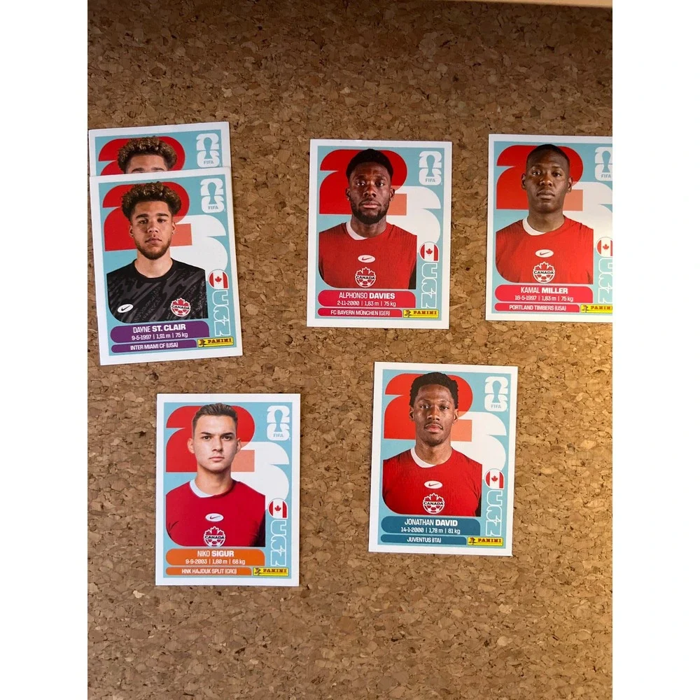 Panini FIFA World Cup 2026 Canada Stickers Alphonso Davies Jonathan David Lot 5